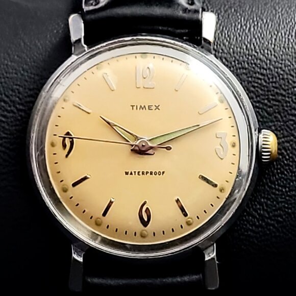 Vintage Timex Marlin Waterproof Men’s Manual Wind Watch – Tropical Peach Dial - Picture 1 of 6